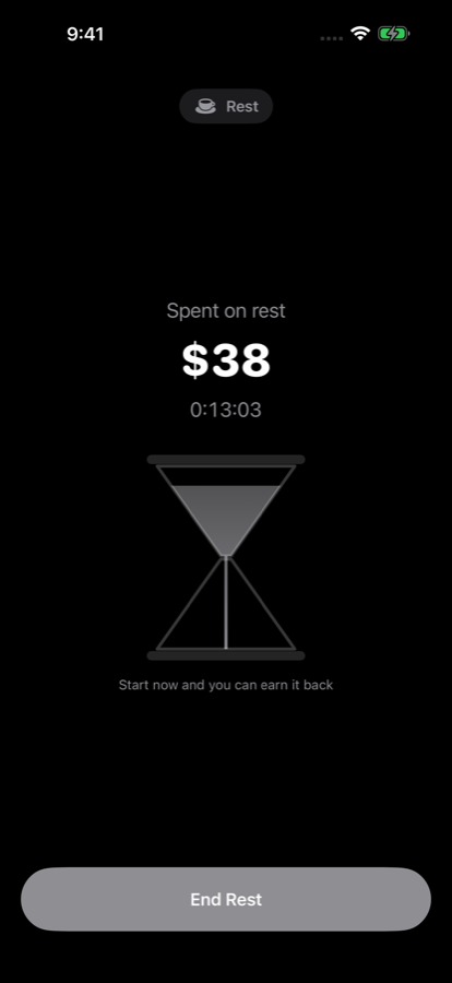Rest screen: neutral tone